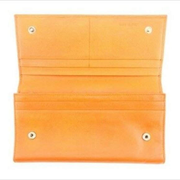 Prada Wallet Purse Long Wallet Orange leather Woman unisex Authentic Used - Picture 4 of 8